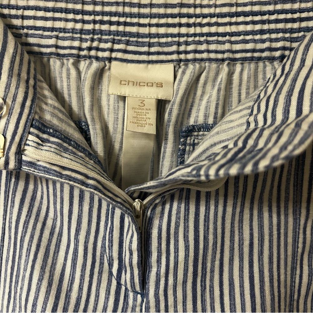 Chico's Blue and White Striped Linen Chinos , size Chico’s 3 - Picture 7 of 9
